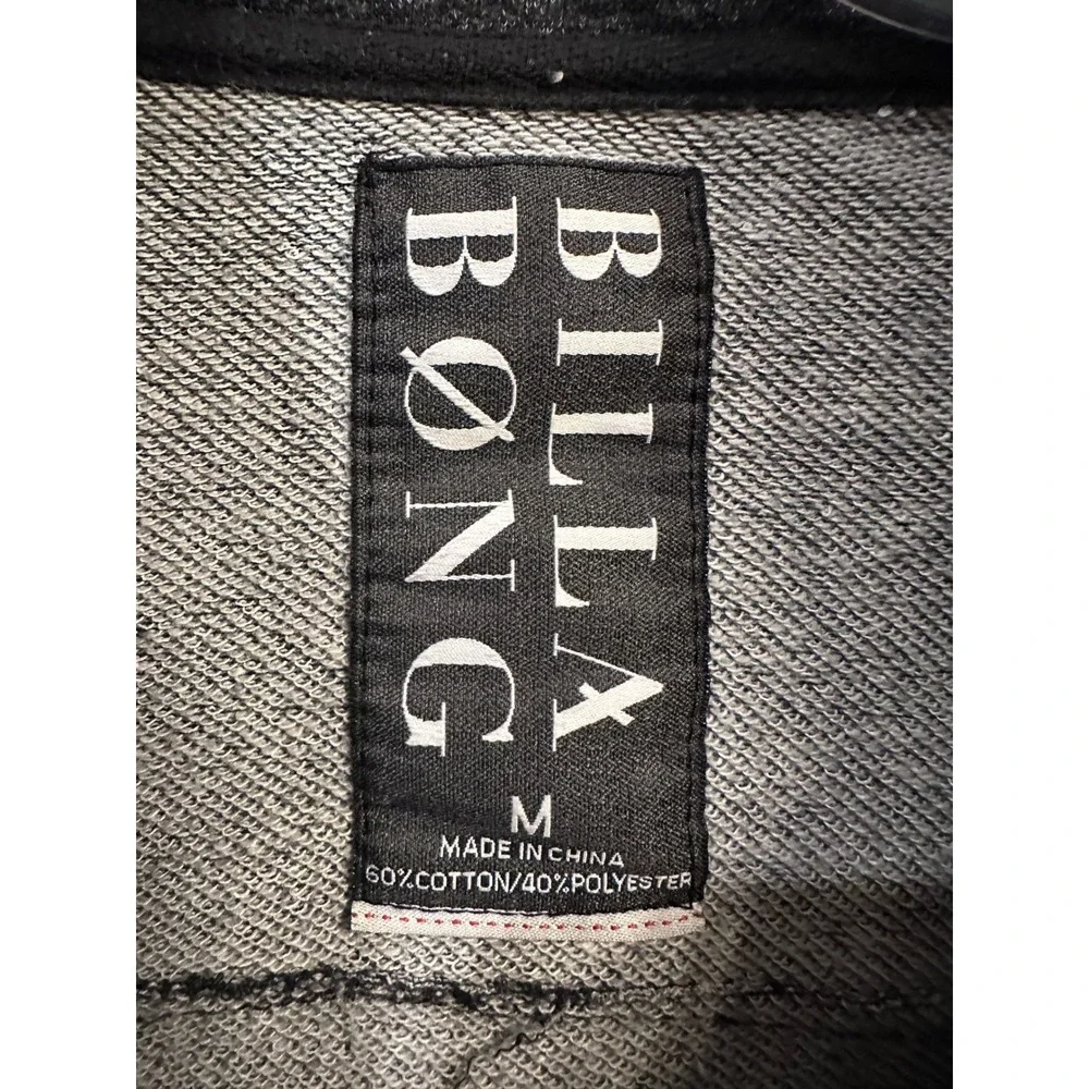 Y2K Billabong Mens Full Zip Jacket Gray Button Detail Cotton Blend Medium